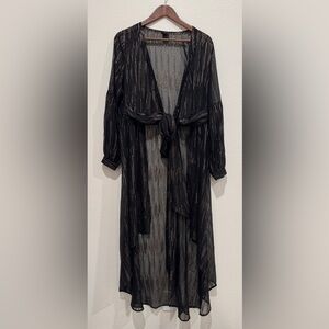 Express Black and Gold Sheer Long Cardigan